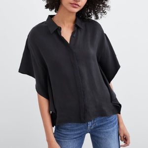 Zara Flowy Black Shirt